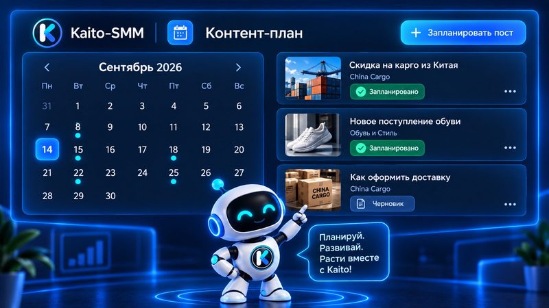 Контент-план на месяц в кабинете Kaito